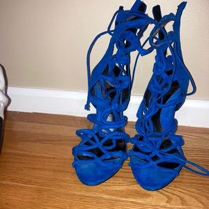Blue rope sandal heel